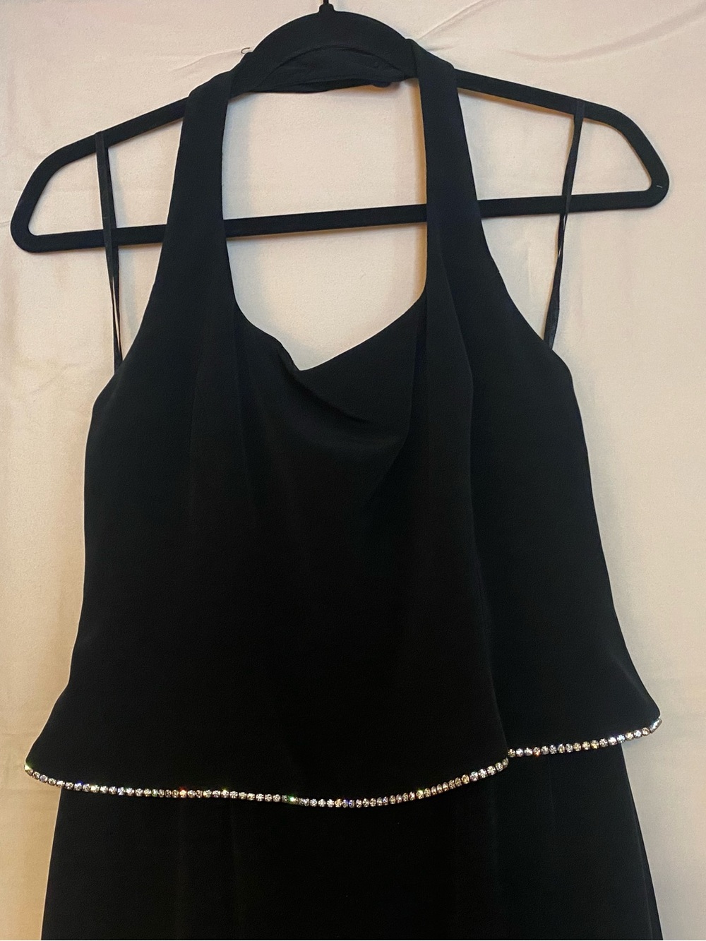 Jones of New York Black Halter Evening Dress with Rhinestone Trim - Picture 3 of 5